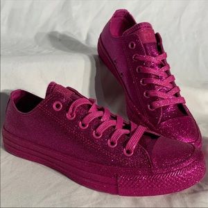 Converse CTAS OX Pink Fuchsia Chunky Glitter Shoes Womans 6 , 8 New With Box